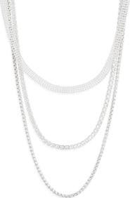 NORDSTROM RACK Set of 3 Mesh, Box Chain & Cubic Zirconia Tennis Necklaces