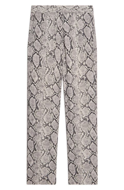 Marcee Python Print Wool Blend Straight Leg Pants