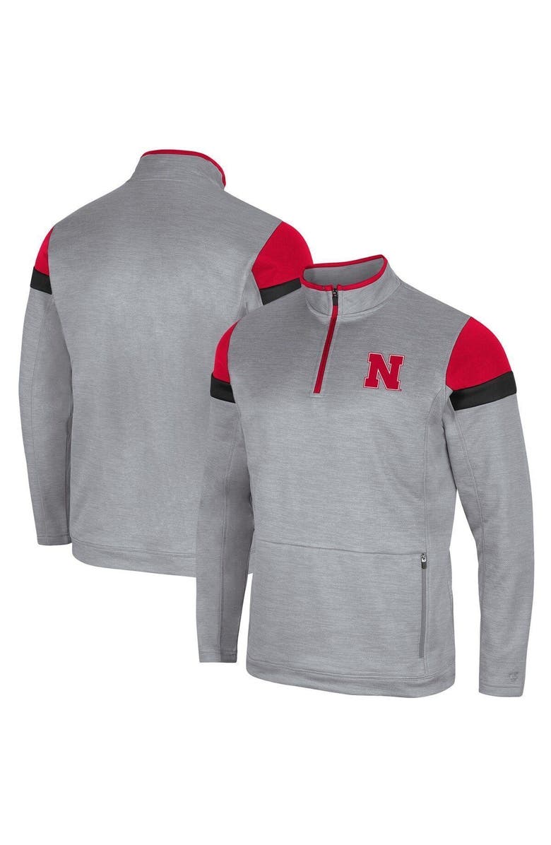 COLOSSEUM Men's Colosseum Gray Nebraska Huskers Bingo Quarter-Zip Jacket, Alternate, color,