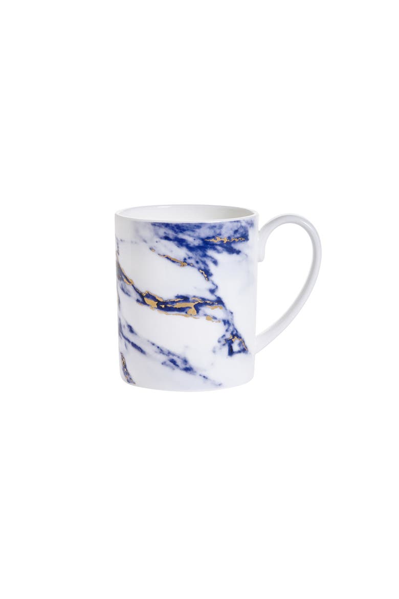 Marble Azure Cylinder Mug, Main, color, White