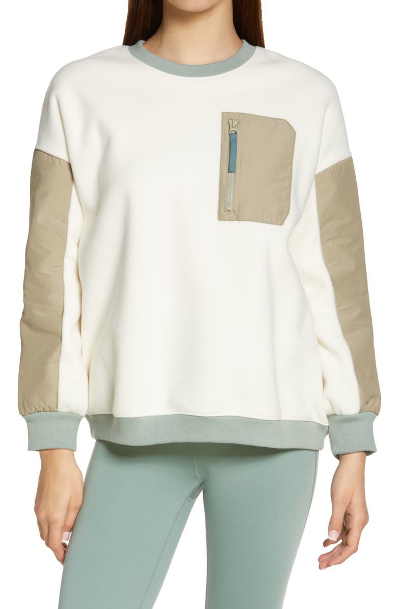 MWL Madewell MWL Betterfleece Colorblock Crewneck Sweatshirt, Main, color, 
