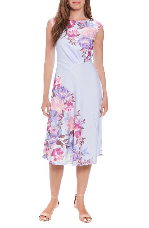 Floral Sleeveless Asymmetric Fit & Flare Dress
