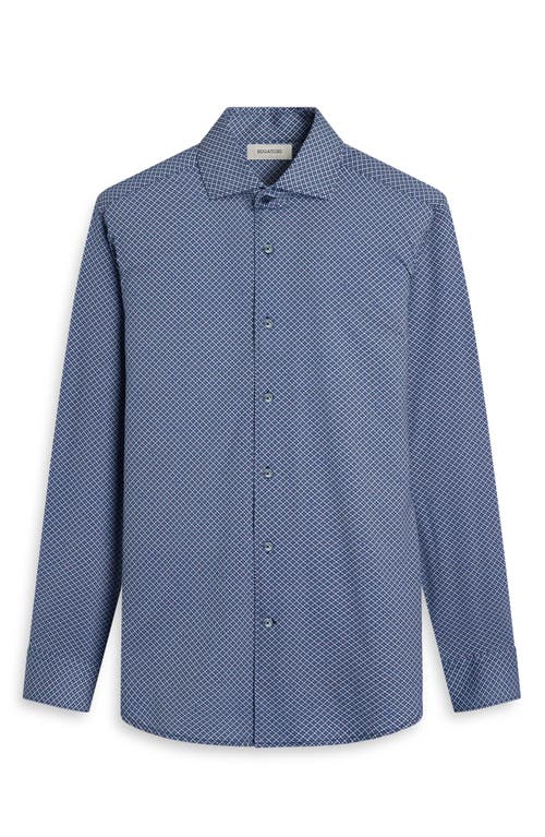 Bugatchi Devon Ooohcotton® Geo Print Button-up Shirt In Blue