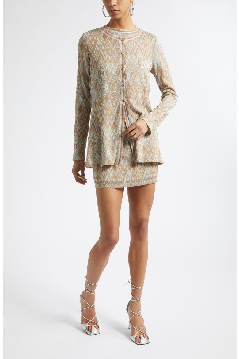 McKenna Diamond Jacquard Cardigan, Alternate, color, GOLD DIAMOND