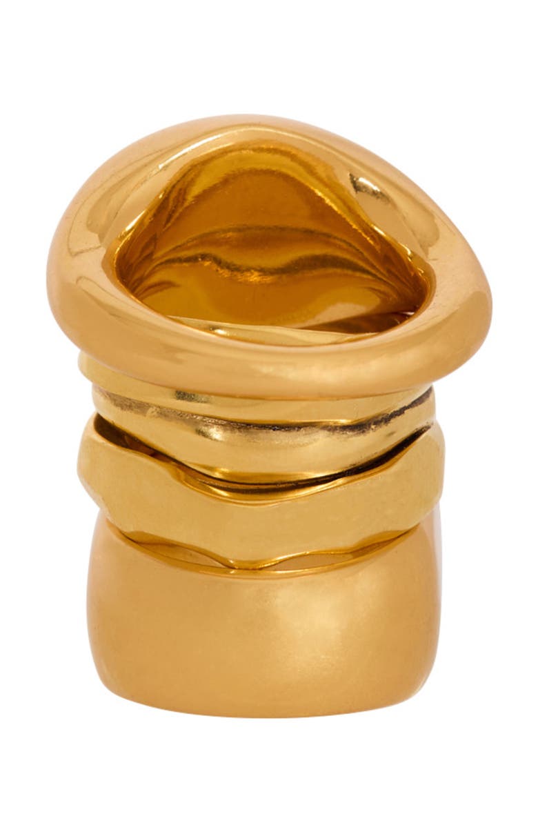 Balmain Set of brass and stone rings, Alternate, color, Gold