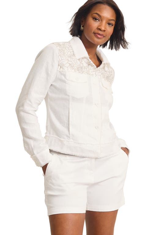 Tommy Bahama Two Palms Floral Fresco Embroidered Linen Jacket In White