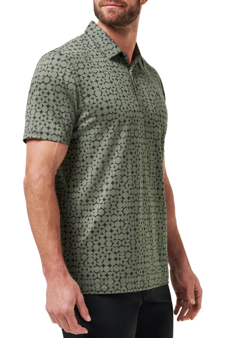 Featherweight Caves Patterned Polo, Alternate, color, DARK OLIVE