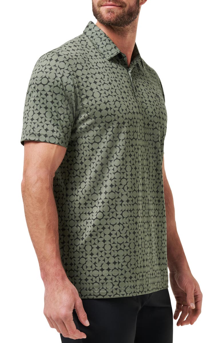 TravisMathew Featherweight Caves Patterned Polo, Alternate, color, Dark Olive