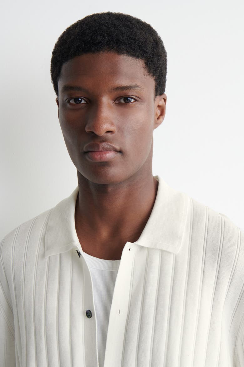 Ribbed-knit Cotton Shirt, Alternate, color, WHITE