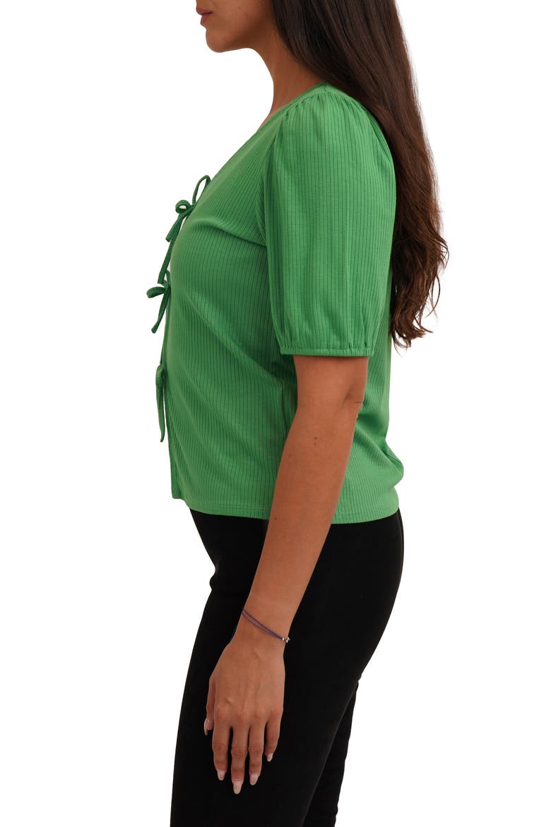 Bow Tie Front Short Sleeve Top, Alternate, color, LIME