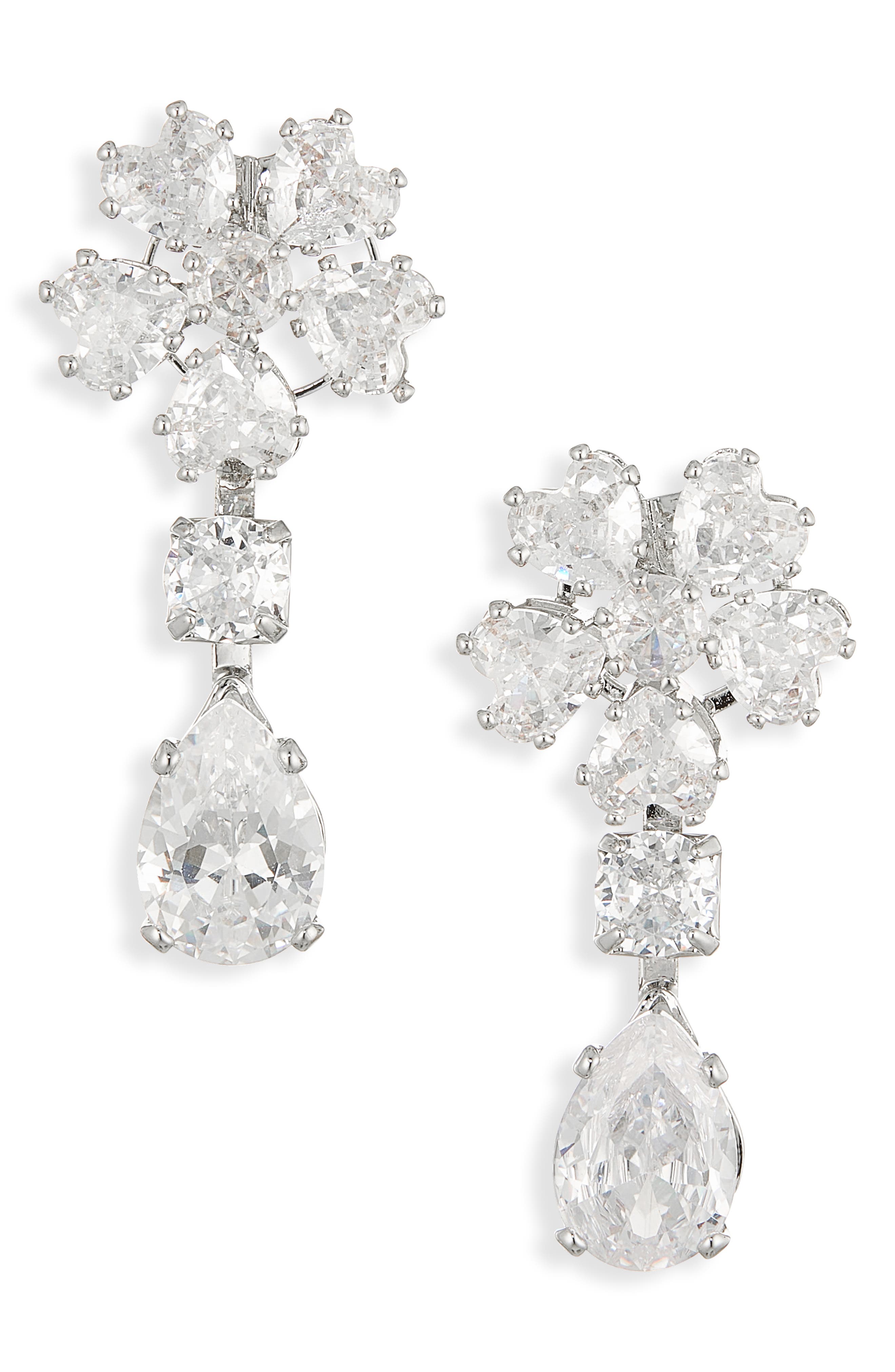 Cara Crystal Flower Drop Earrings