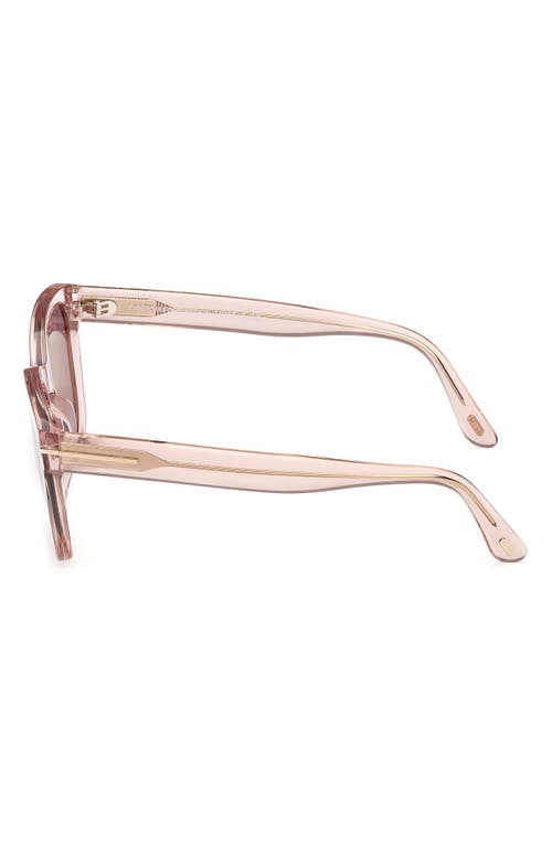 Tom Ford Haylay 53mm Square Sunglasses In Shiny Transparent Powder Rose