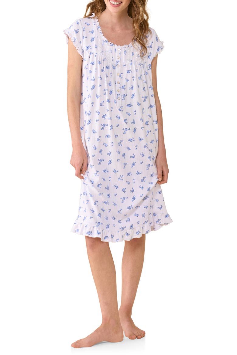 Waltz Stretch Cotton Nightgown, Main, color, WHT/ DITS