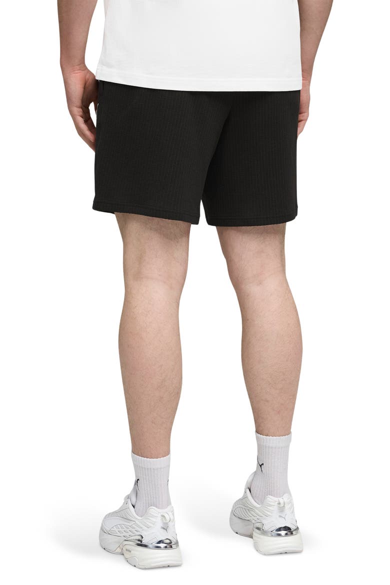 Wardrobe Essentials Relaxed Waffle Knit Shorts, Alternate, color, PUMA BLACK