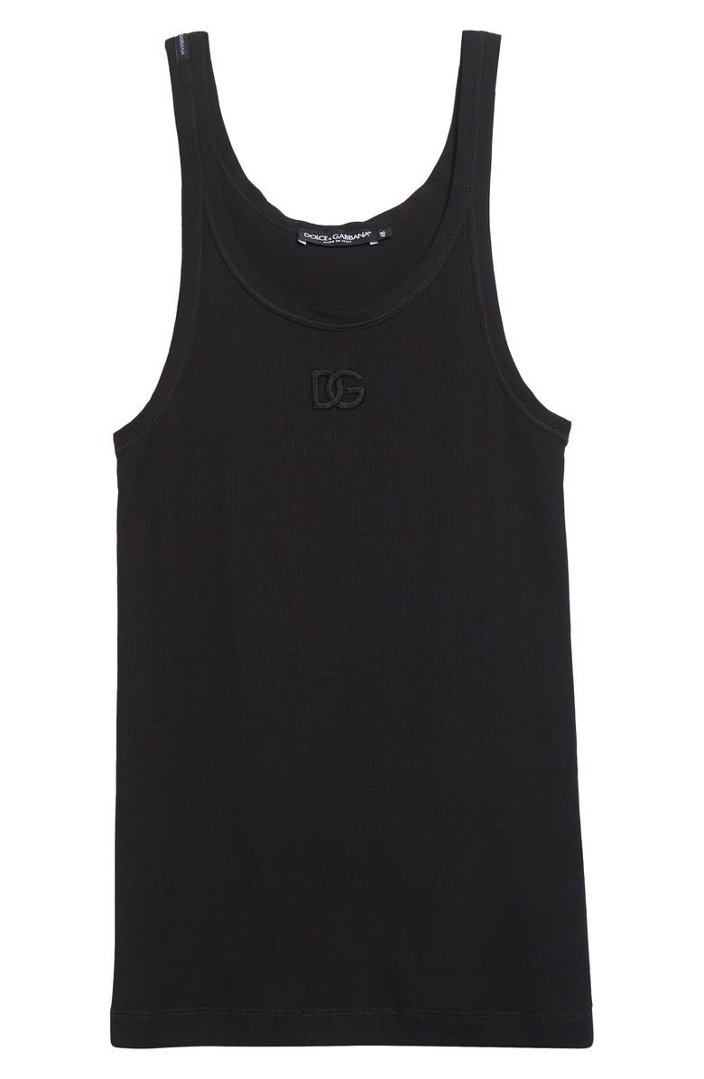 Dolce&Gabbana Embroidered Logo Rib Tank, Alternate, color, N0000 Nero