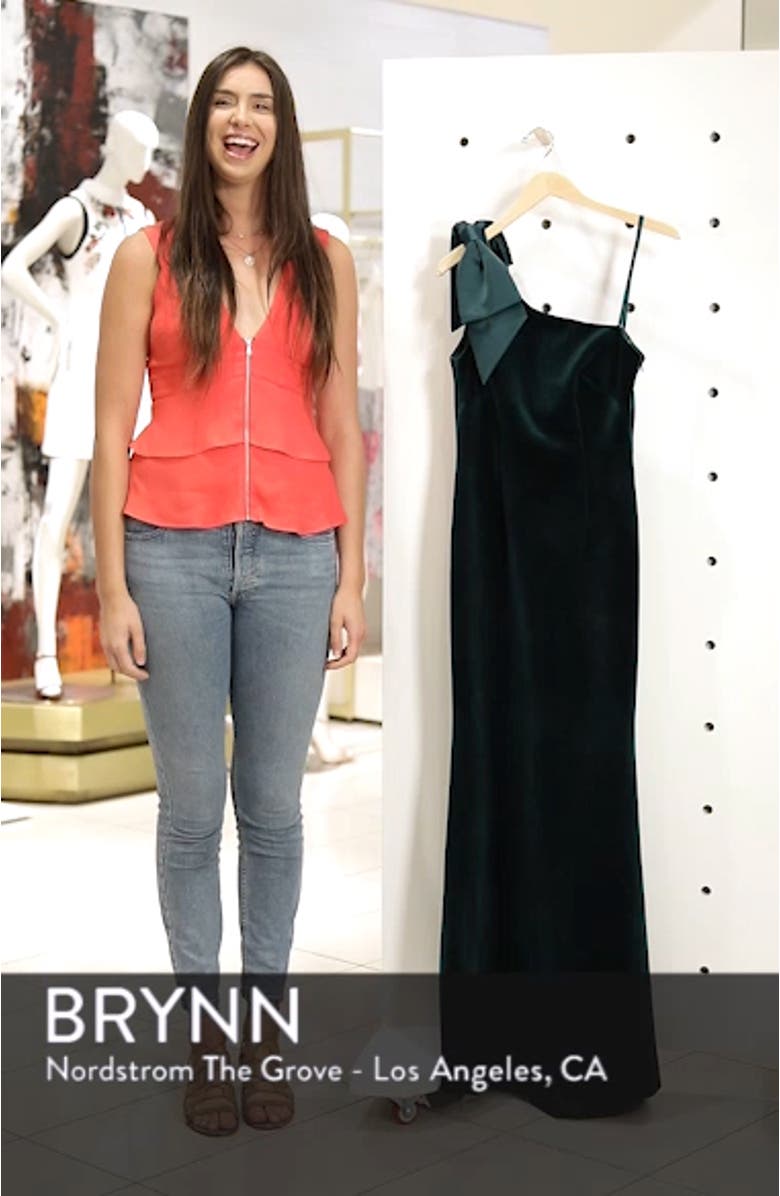 Bow One-Shoulder Velvet Gown, sales video thumbnail