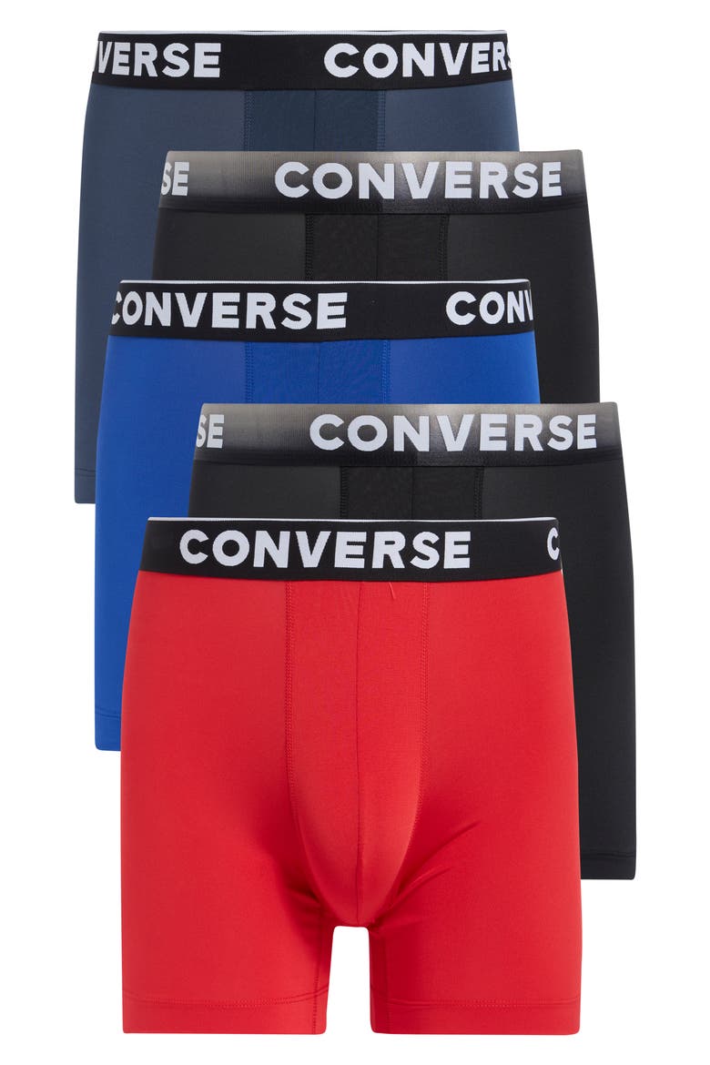 Assorted 5-Pack Boxer Briefs, Main, color, CONVERSE NAVY