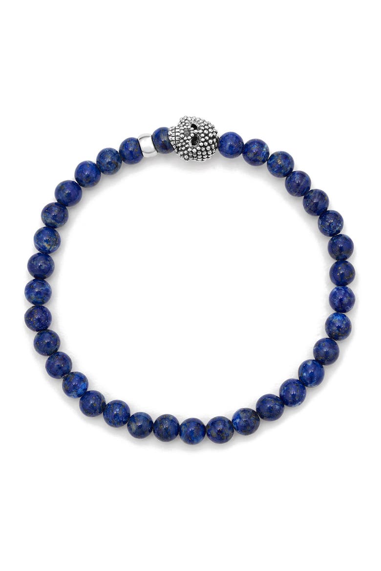 Men's Anthem Lapis Skull Stretch Bracelet, Alternate, color, LAPIS