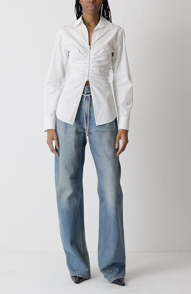 Alexander Wang Ruched Knit Zip Top | Nordstrom