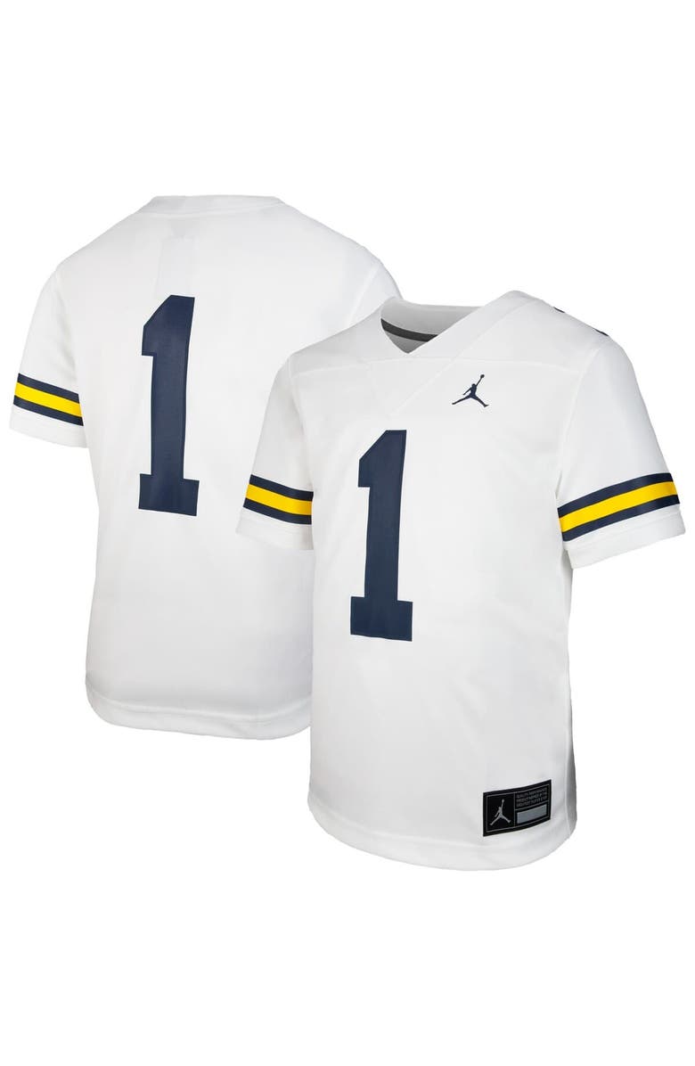 Jordan Brand Youth Jordan Brand #1 White Michigan Wolverines  Untouchable Replica Game Jersey, Alternate, color, White