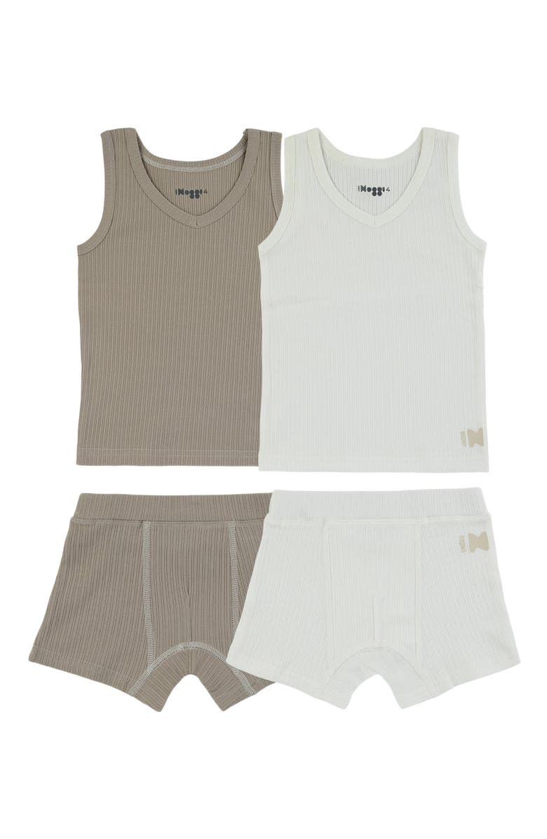 NoggiWear Ribbed Loungewear Set, Main, color, Taupe / Off-White