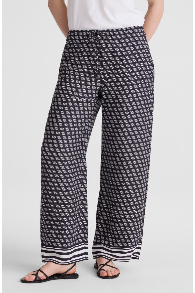 Print Pull-On Satin Pants, Main, color, CLASSIC NAVY