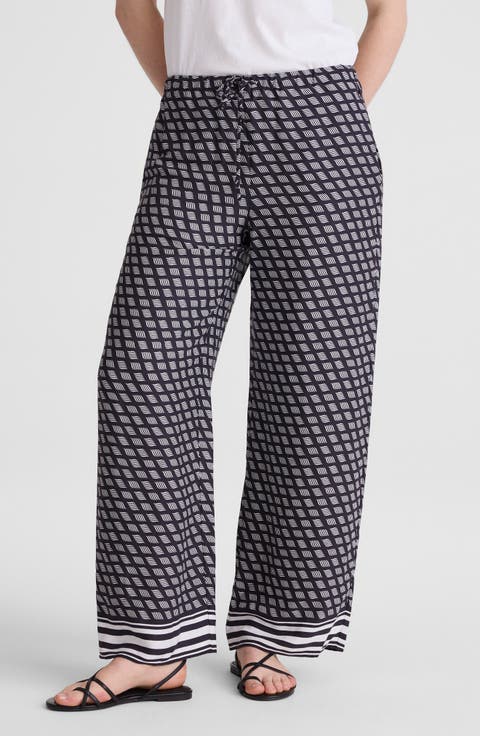 Print Pull-On Satin Pants