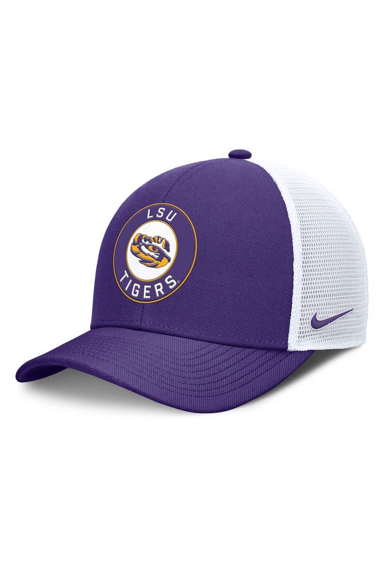 Men's Nike Purple/White LSU Tigers Rise Primetime Performance Trucker Adjustable Hat, Main, color, Purple