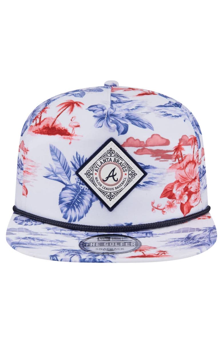 New Era Men's New Era White Atlanta Braves Printed Island Golfer Snapback Hat, Alternate, color, 