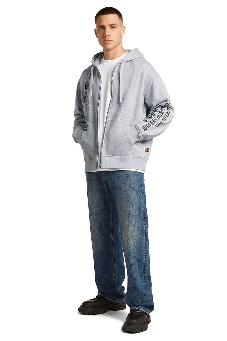 Stencil Graphic Relaxed Full Zip Hoodie, Alternate, color, LIGHT GREY HTR