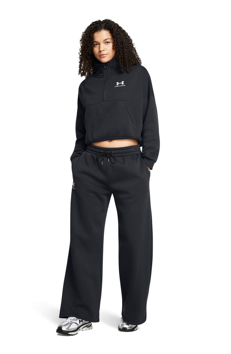 Under Armour Icon Fleece Half Zip PUllover, Alternate, color, Black / / White