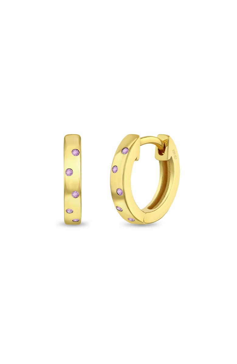 In Season Jewelry Staggered Gems Hoop Plated Earrings, Main, color, Pink