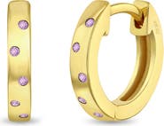 In Season Jewelry Staggered Gems Hoop Plated Earrings