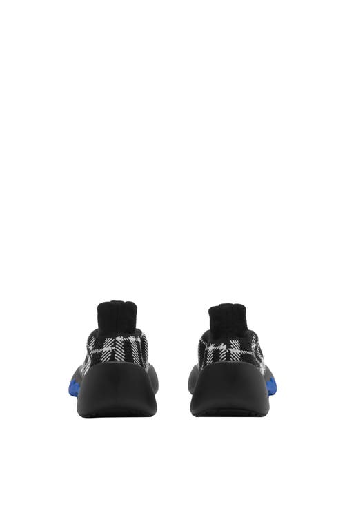 Burberry Black & White Check Knit Neptune Sneakers In Eclipse