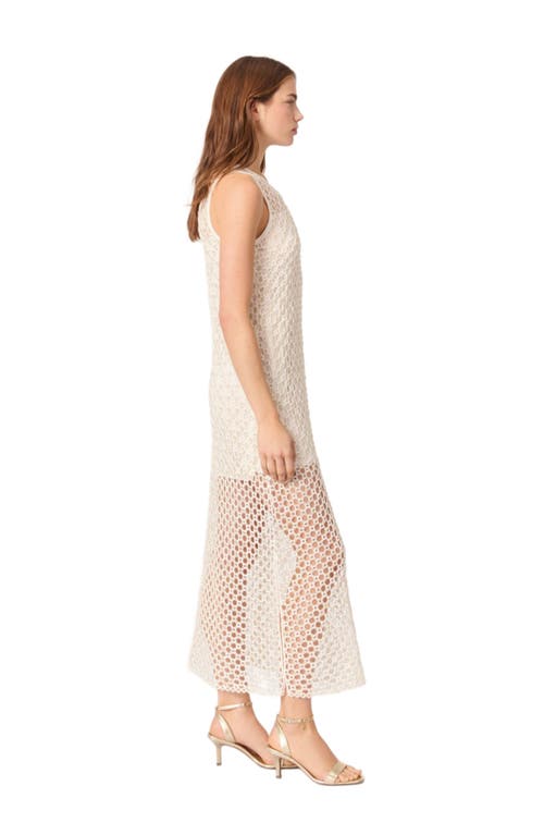 Maje Resille Open-knit Midi Dress In White
