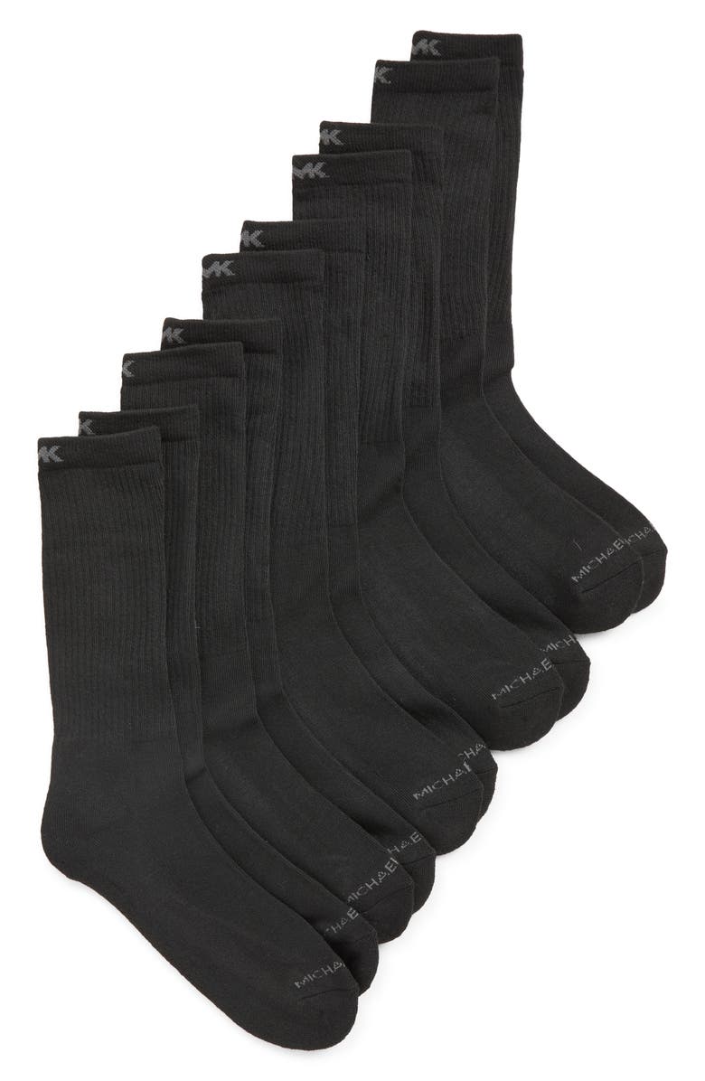 Michael Kors 5-Pack Solid Crew Athletic Socks, Main, color, 