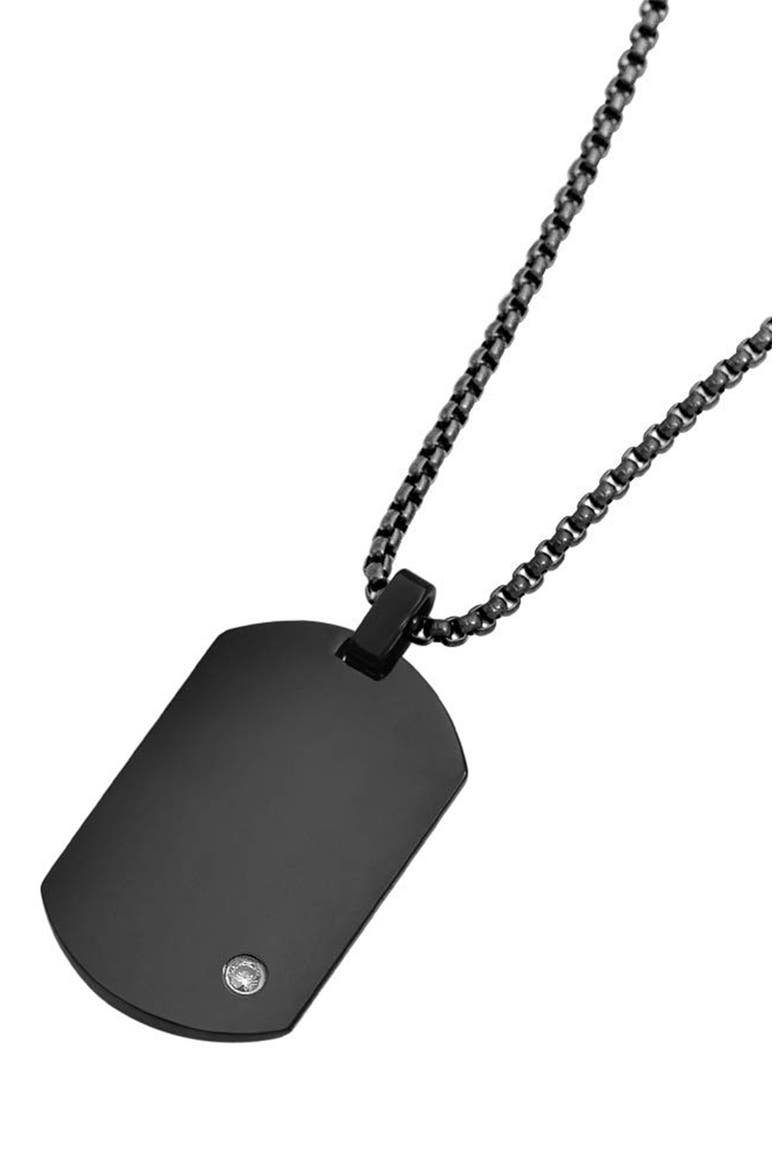 Men's Stainless Steel Dog Tag Pendant Necklace, Alternate, color, BLACK