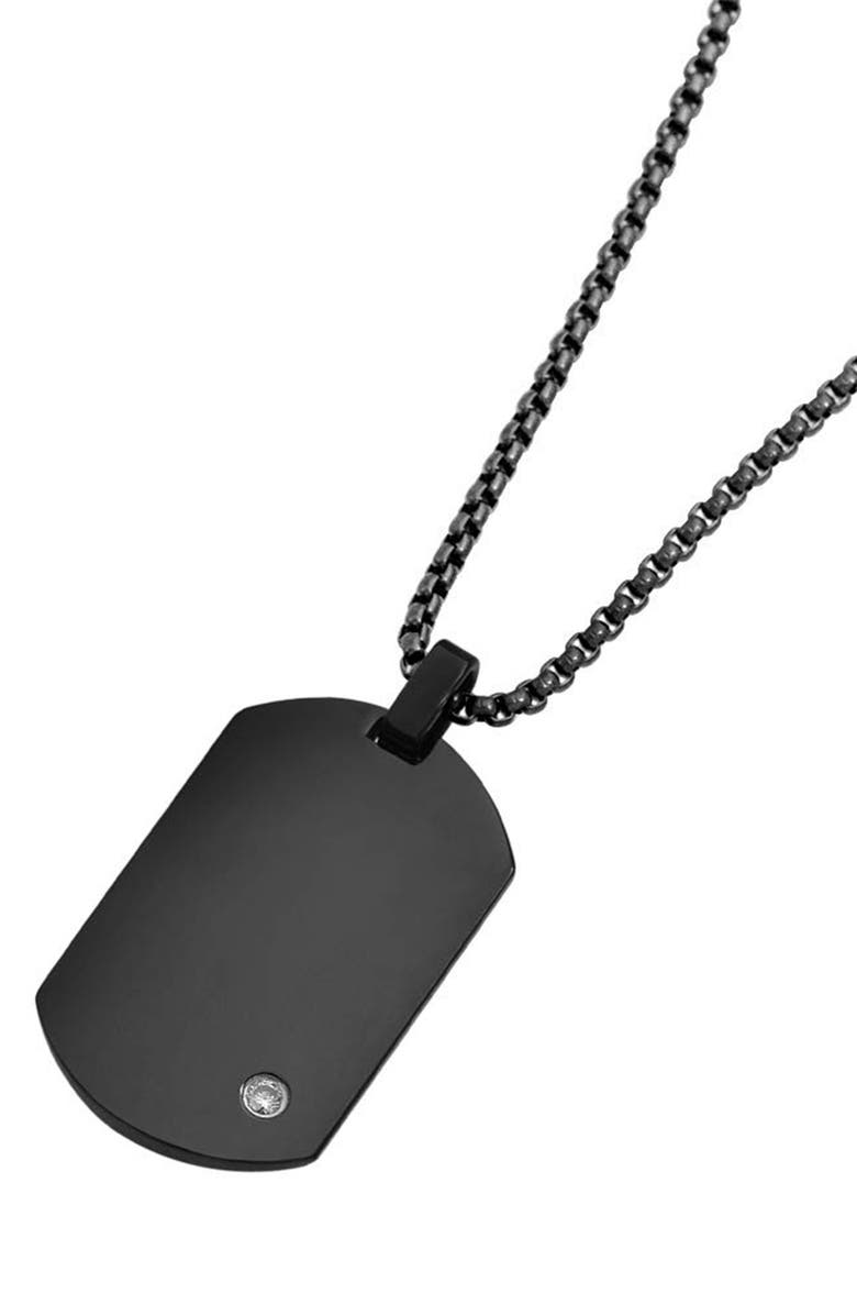 GEOFFREY BEENE Men's Stainless Steel Dog Tag Pendant Necklace, Alternate, color, Black