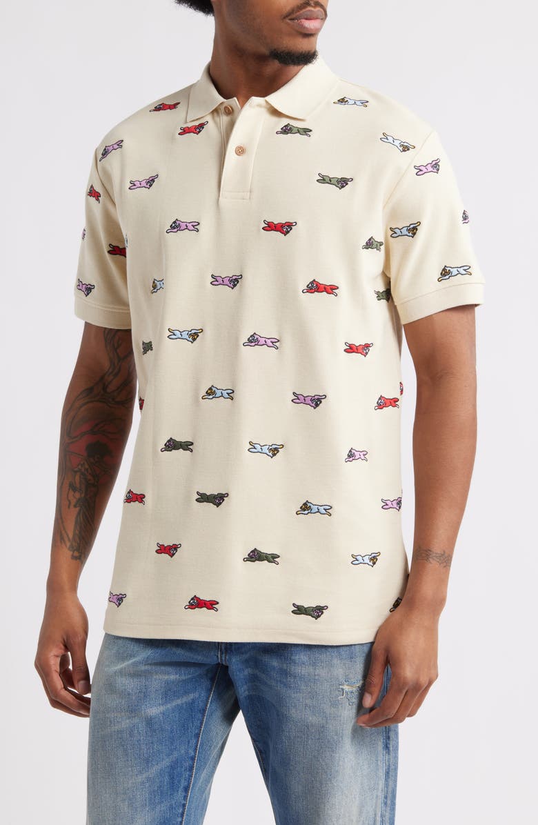 ICECREAM Universe Embroidered Polo, Main, color, Fog