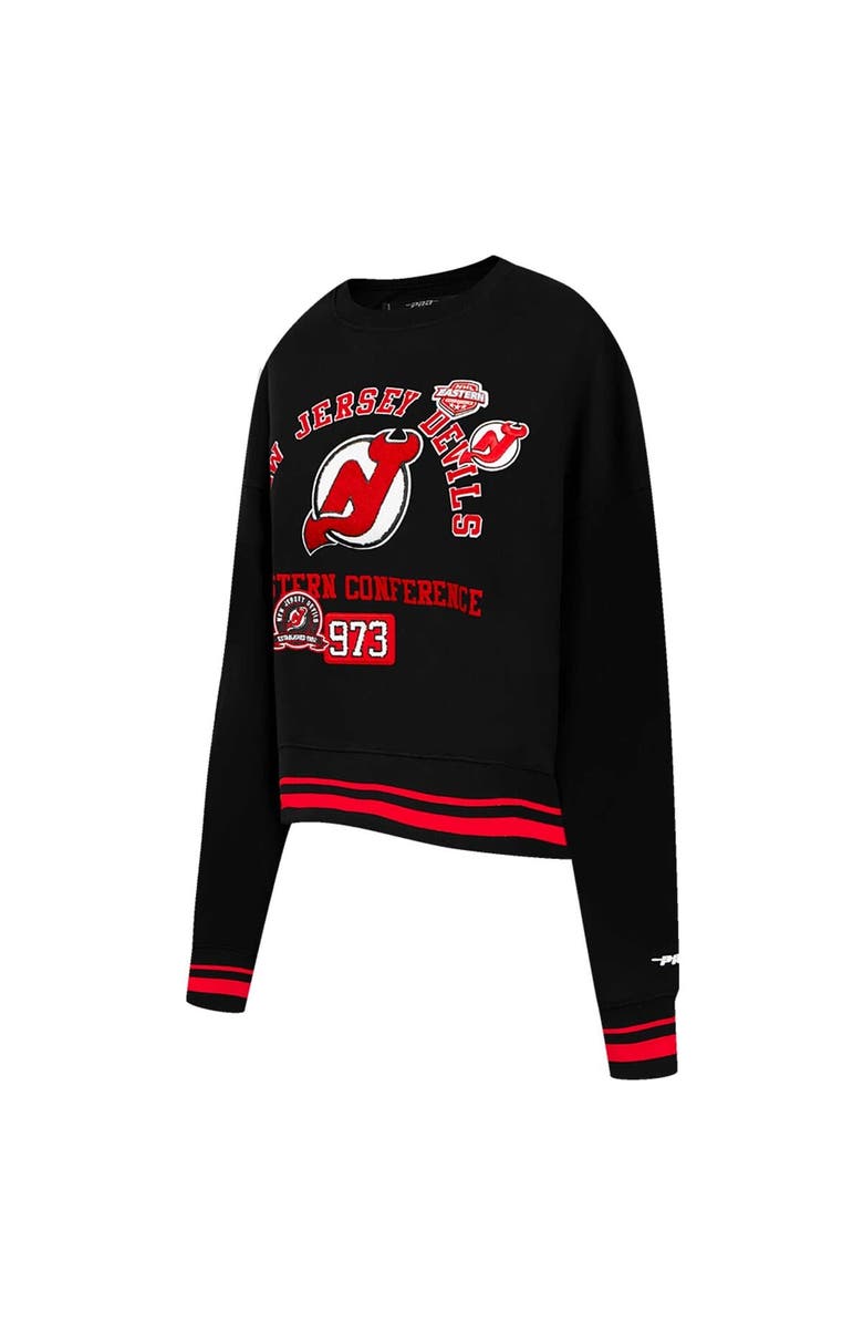PRO STANDARD Women's Pro Standard Black New Jersey Devils Area Code Cropped Pullover Sweatshirt, Alternate, color, Black