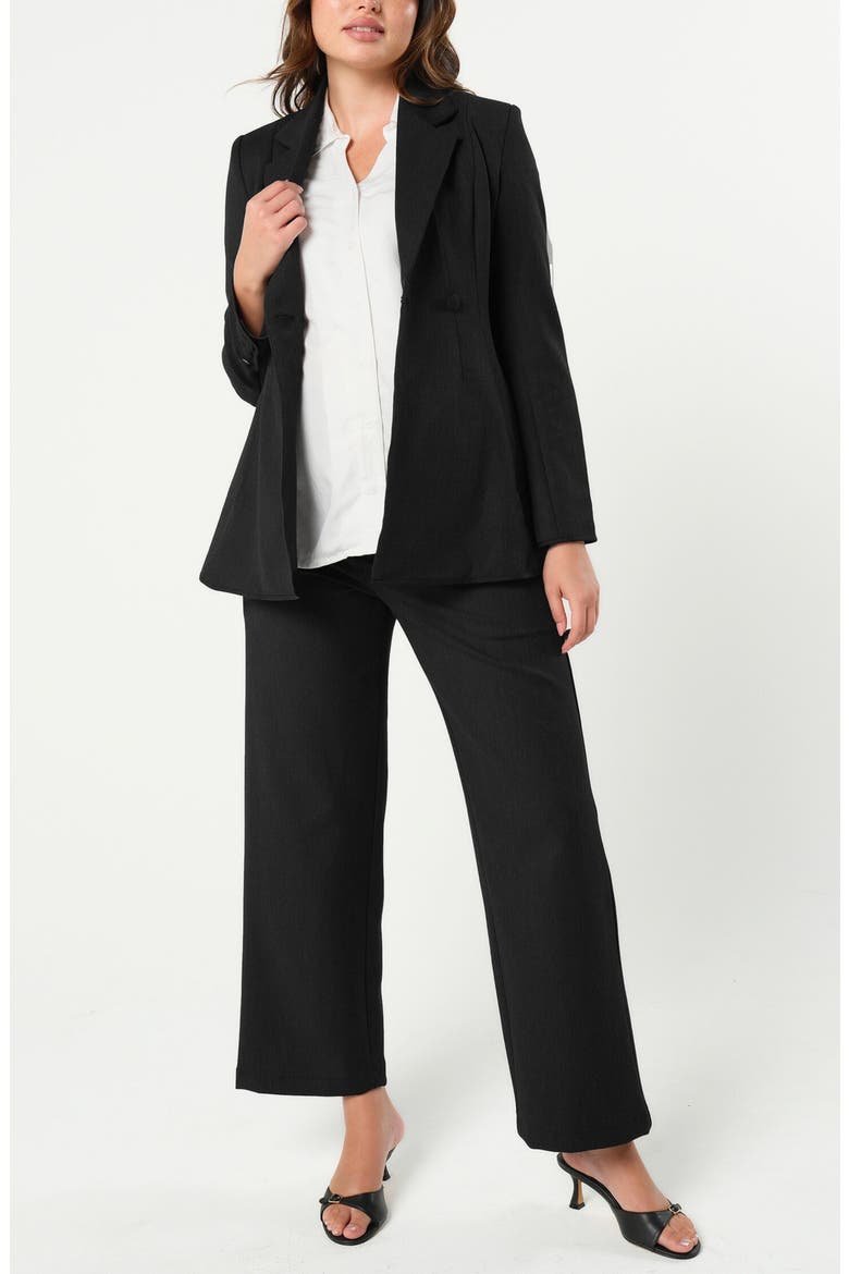 Women's Petite Semi- Wide Leg Maternity Work Pant, Alternate, color, Black