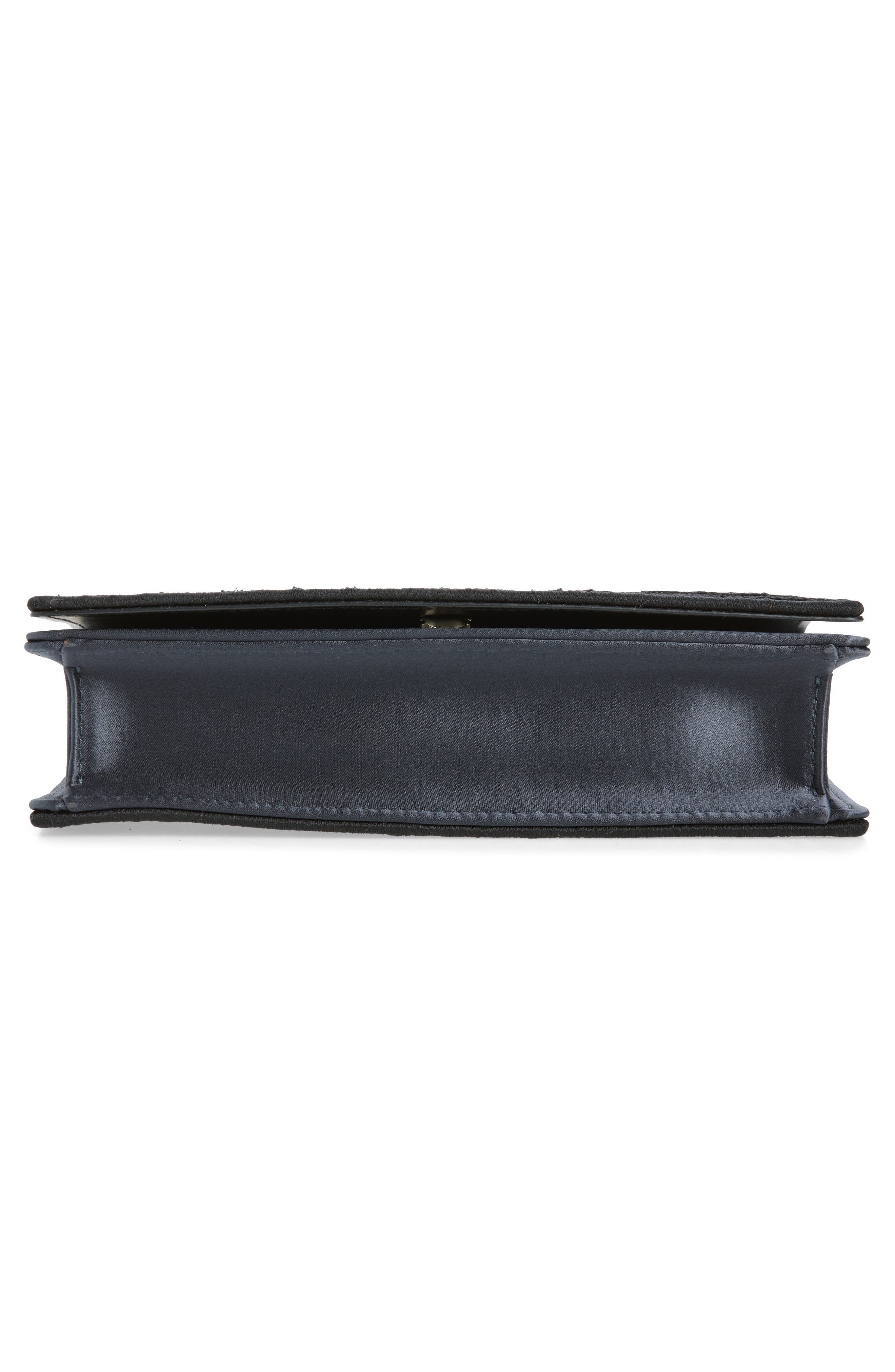 Bettina Chantilly Lace & Crepe Satin Clutch, Alternate, color, CM6S BLACK/ GOLD