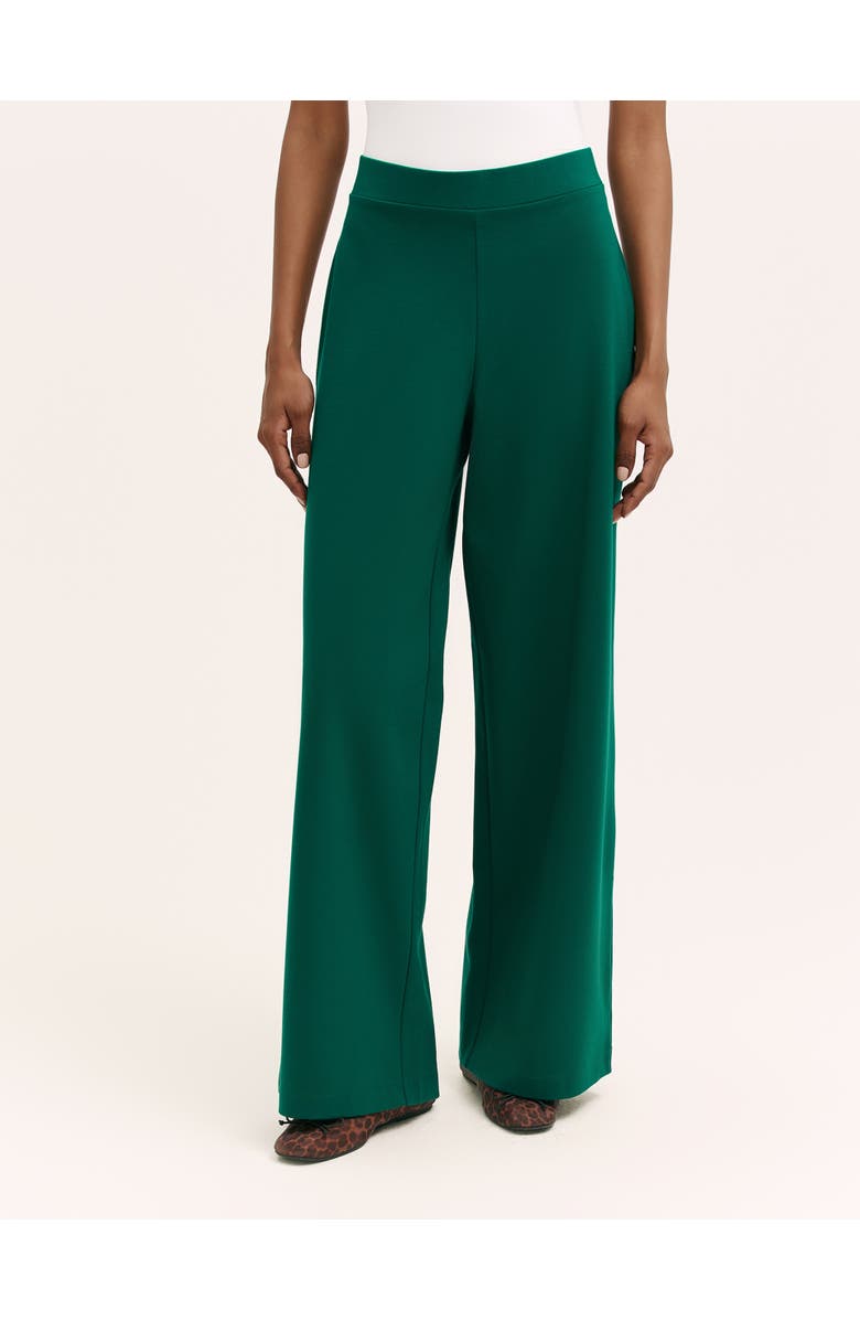 Finery London Kenzie Ponte Jersey Wide Leg Trousers, Main, color, Bottle Green