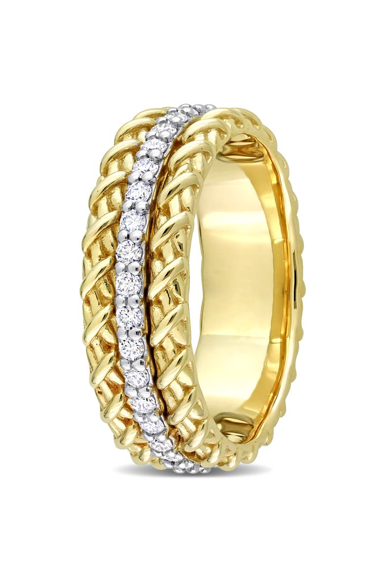 Diamond Triple Row Twisted Ring 14k, Alternate, color, Yellow Gold
