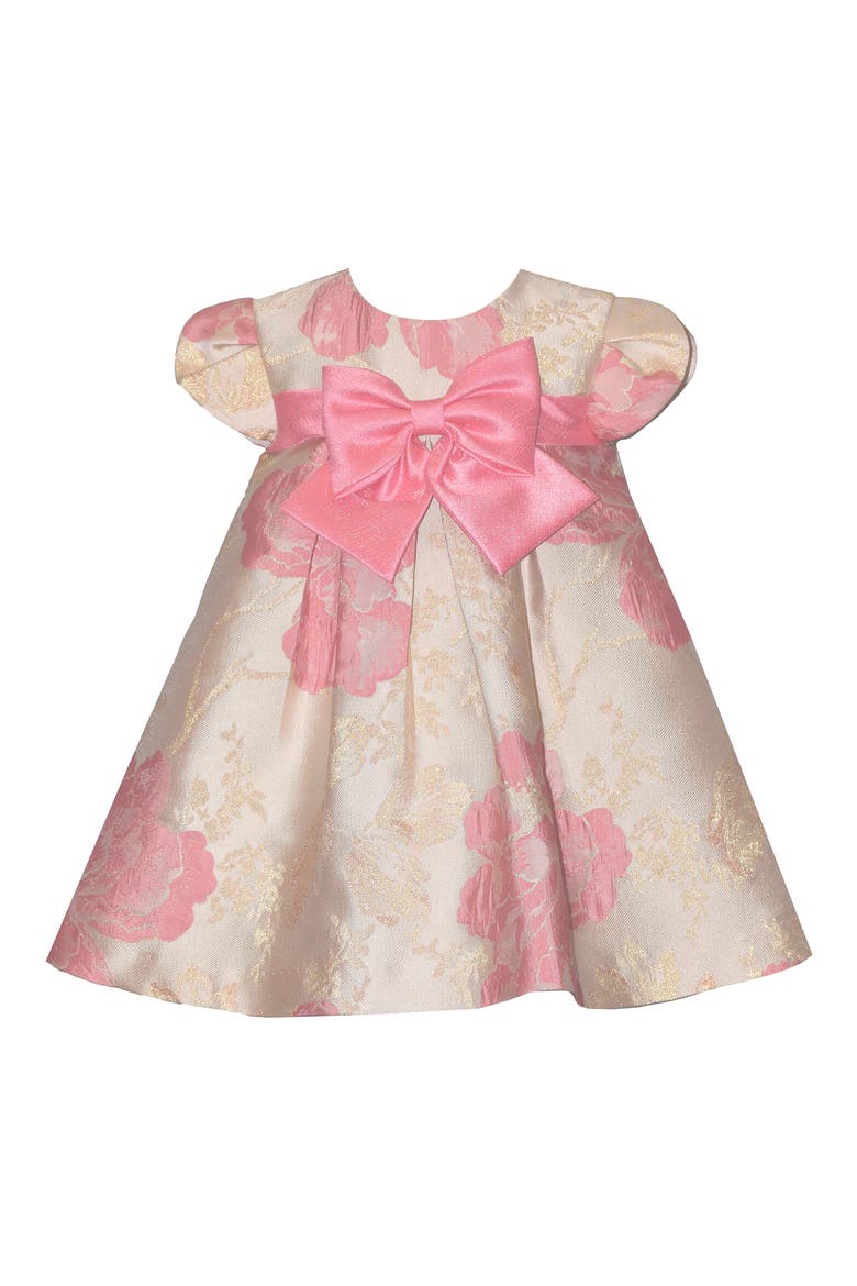 Kids' Bow Jacquard Trapeze Party Dress, Main, color, PINK