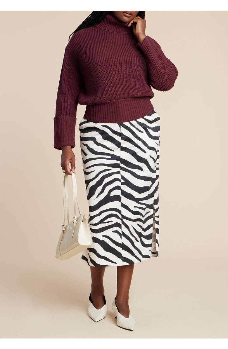 ELOQUII Cuffed Turtleneck Sweater, Alternate, color, Tawny Port