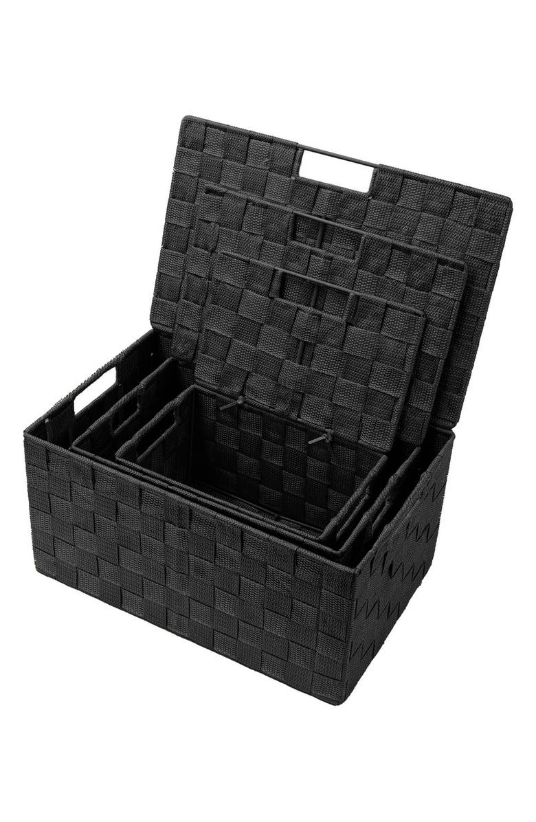 SORBUS Woven 3-Piece Storage Box Set, Alternate, color, Black
