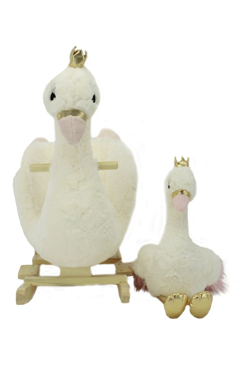 Darling Duo Swan Rocker & Toy Set, Alternate, color, WHITE