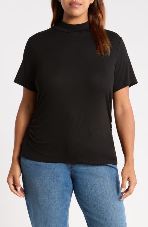 Mock Neck Short Sleeve Top