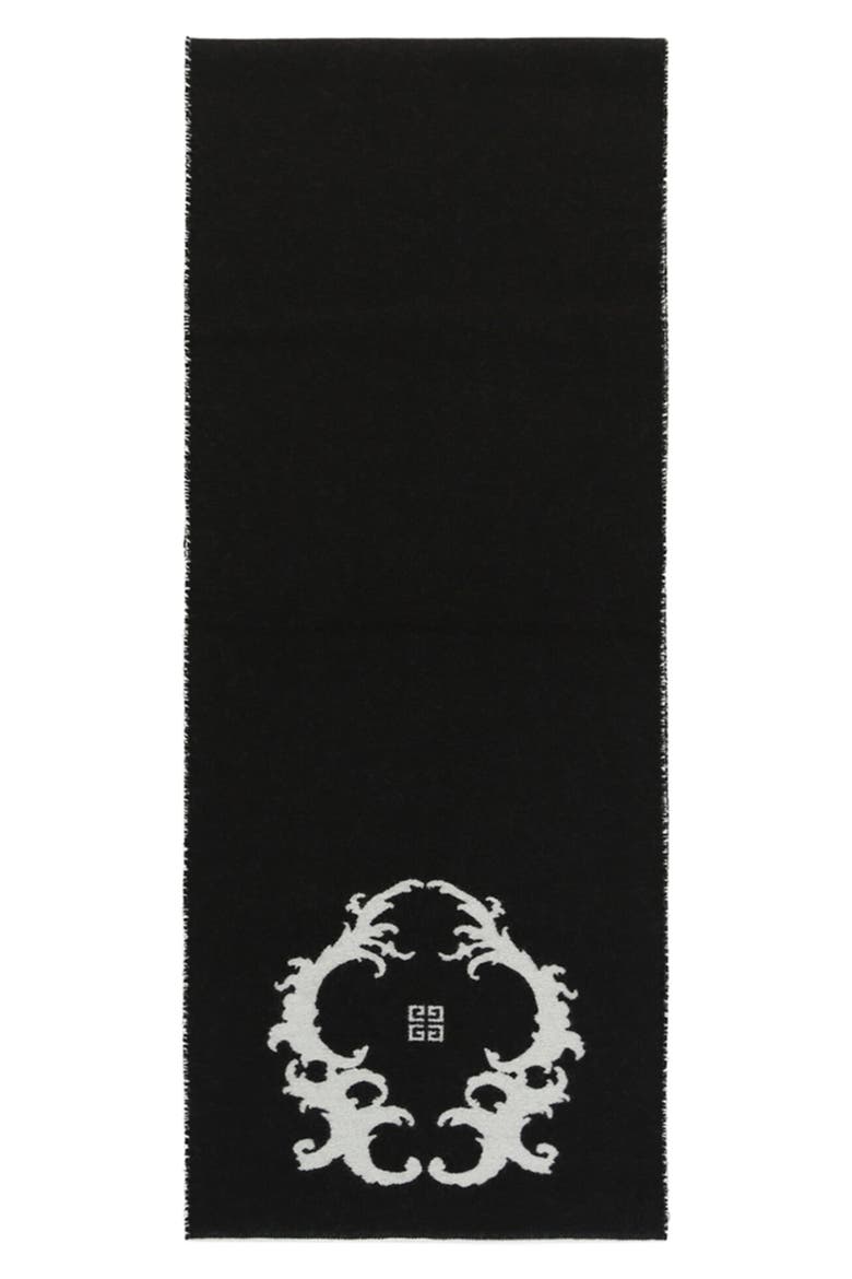 Reversible Logo Wool Scarf, Main, color, BLACK WHITE